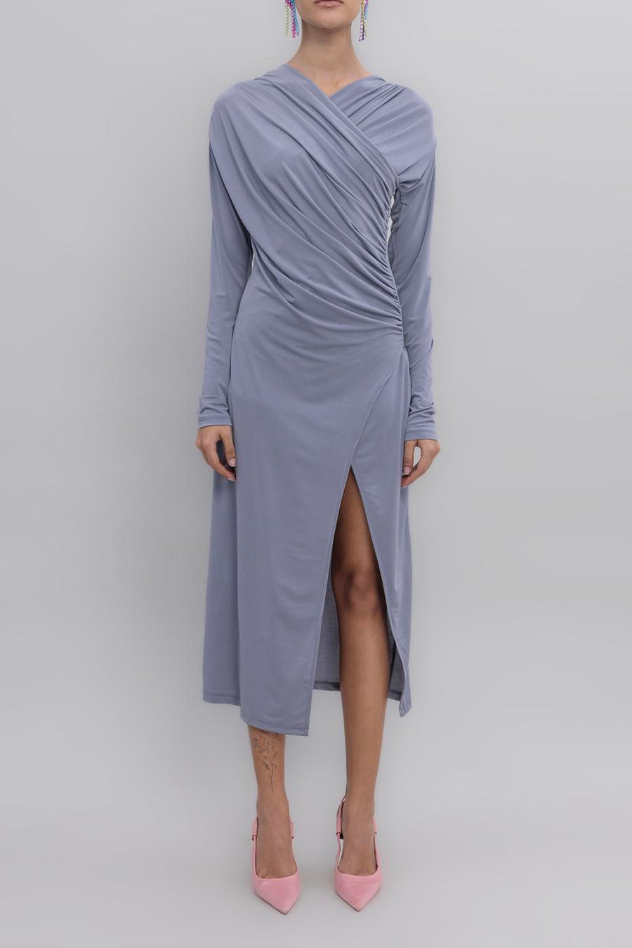 Gray Cros Collar Midi Dres  - Porterist 4