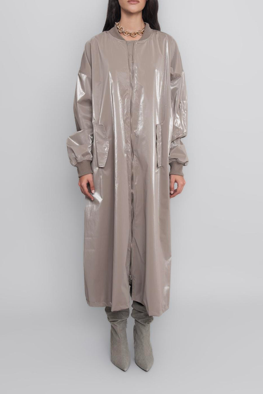 Mink Oversized Long Patent Leather Trench Coat  - Porterist 4