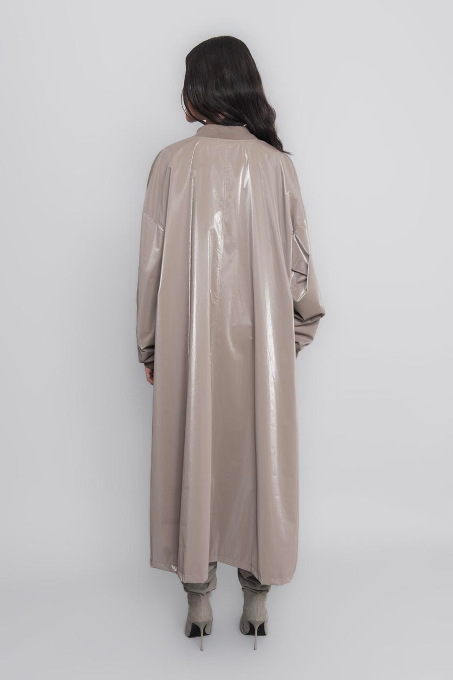 Mink Oversized Long Patent Leather Trench Coat