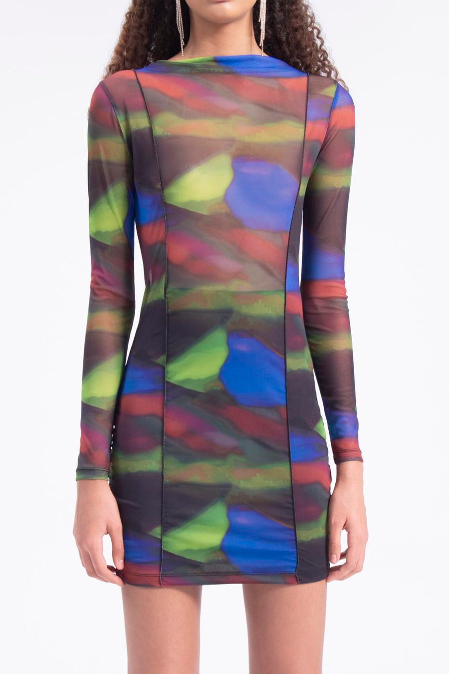 Black Tulle Patterned Mini Dres  - Porterist 1