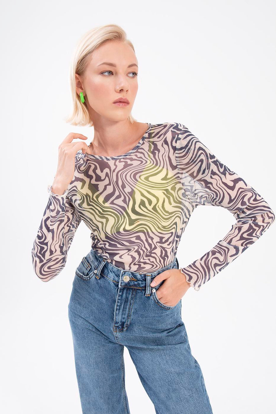 Navy Blue Long Sleeve Tulle Body  - Porterist 1