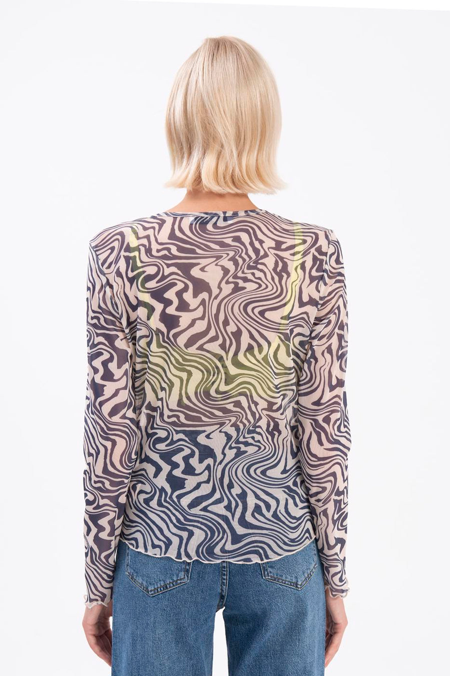 Navy Blue Long Sleeve Tulle Body  - Porterist 3