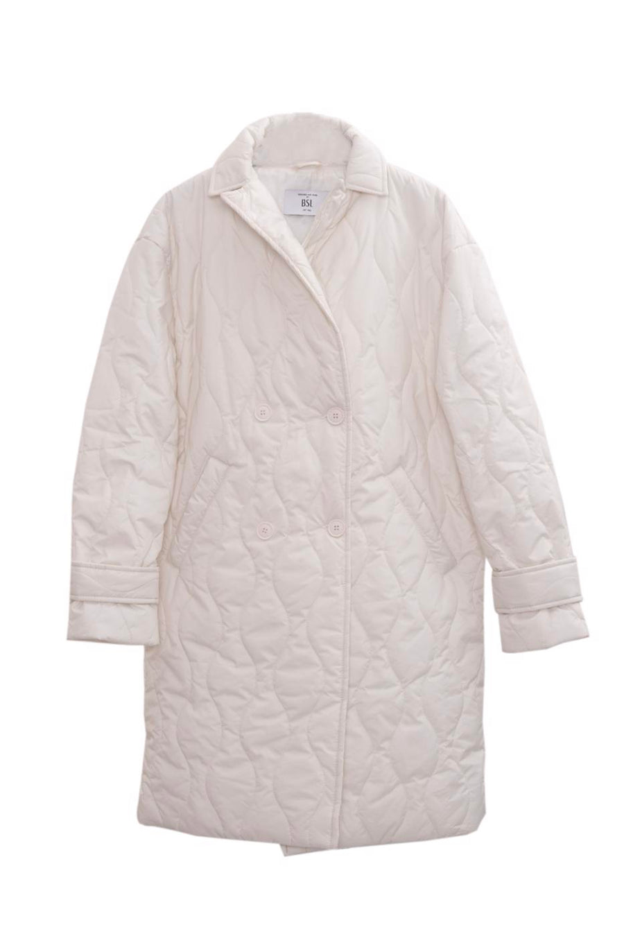 Off White Jacket Collar Quilted Puffer Coat  - Porterist 2
