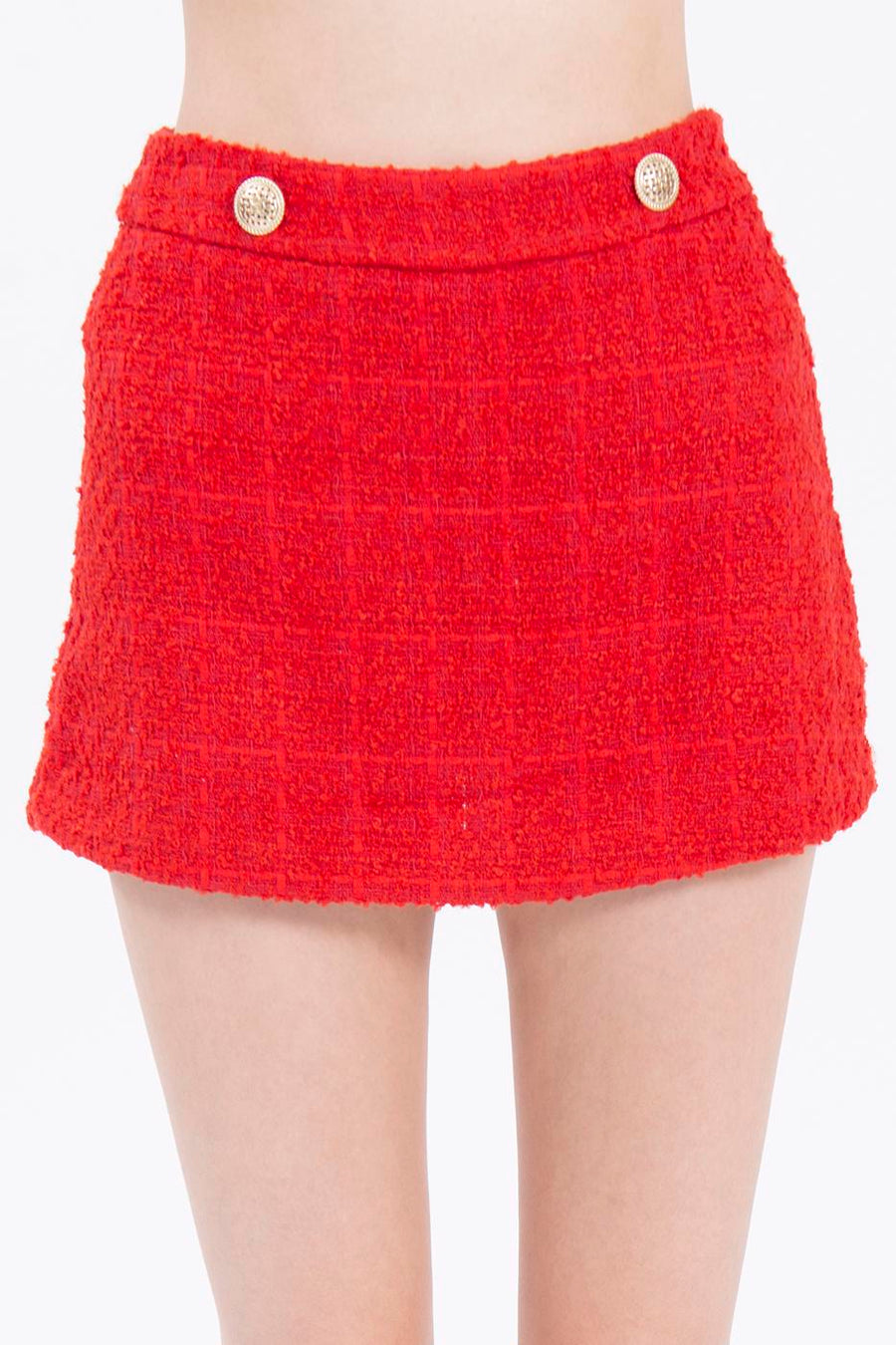 Red Mini Skirt Look Short  - Porterist 3
