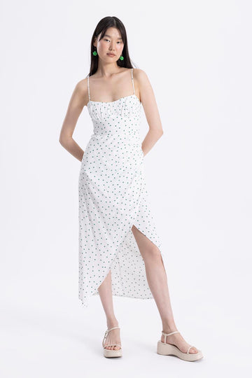 White Strappy Corset Midi Dres  - Porterist 3