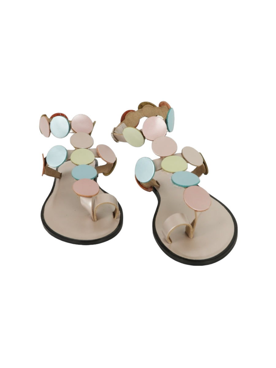 Genuine Leather Naomi Rainbow Pink Sandals - Porterist 1