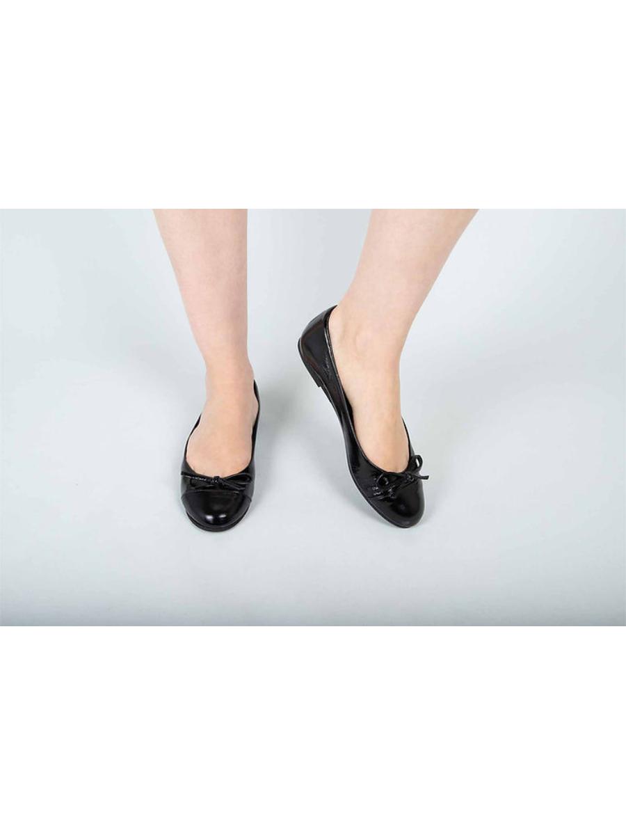 Sadıe Black Classic Ballet Flat with Bow - Porterist 1
