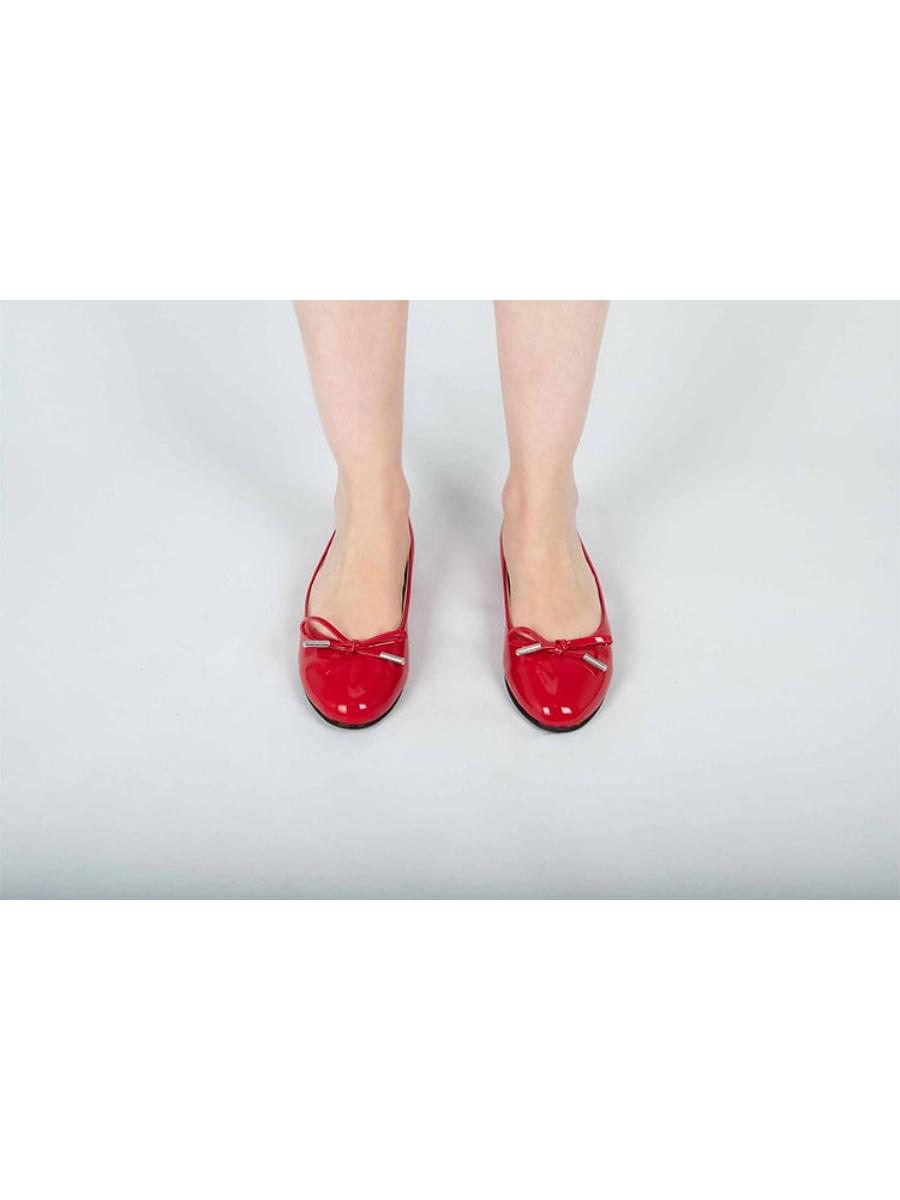Sadıe Red Classic Ballet Flat  with Bow - Porterist 1