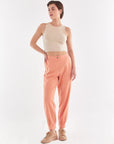 Gray Patterned Jogger Trousers Peach