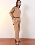 High Waist Ironed Trousers Milk Brown