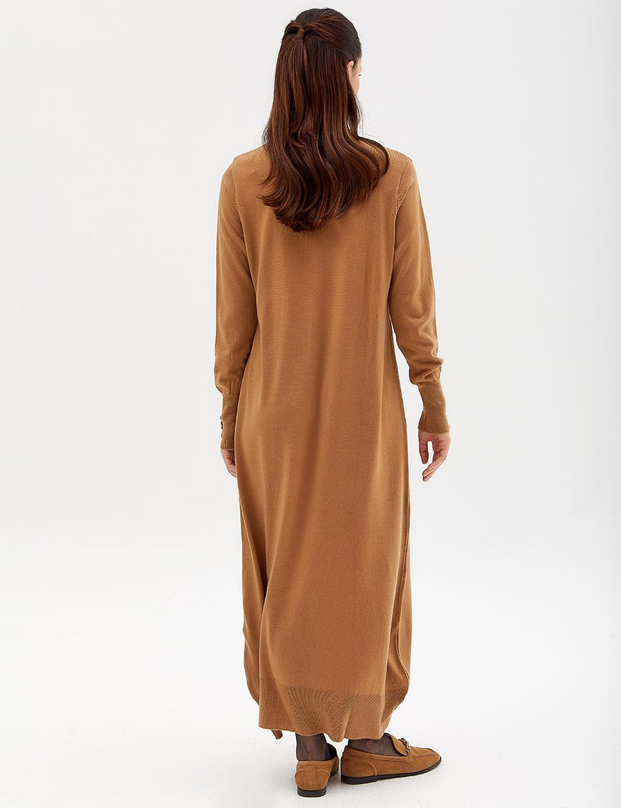 Half Turtleneck Knitwear Dress Beige