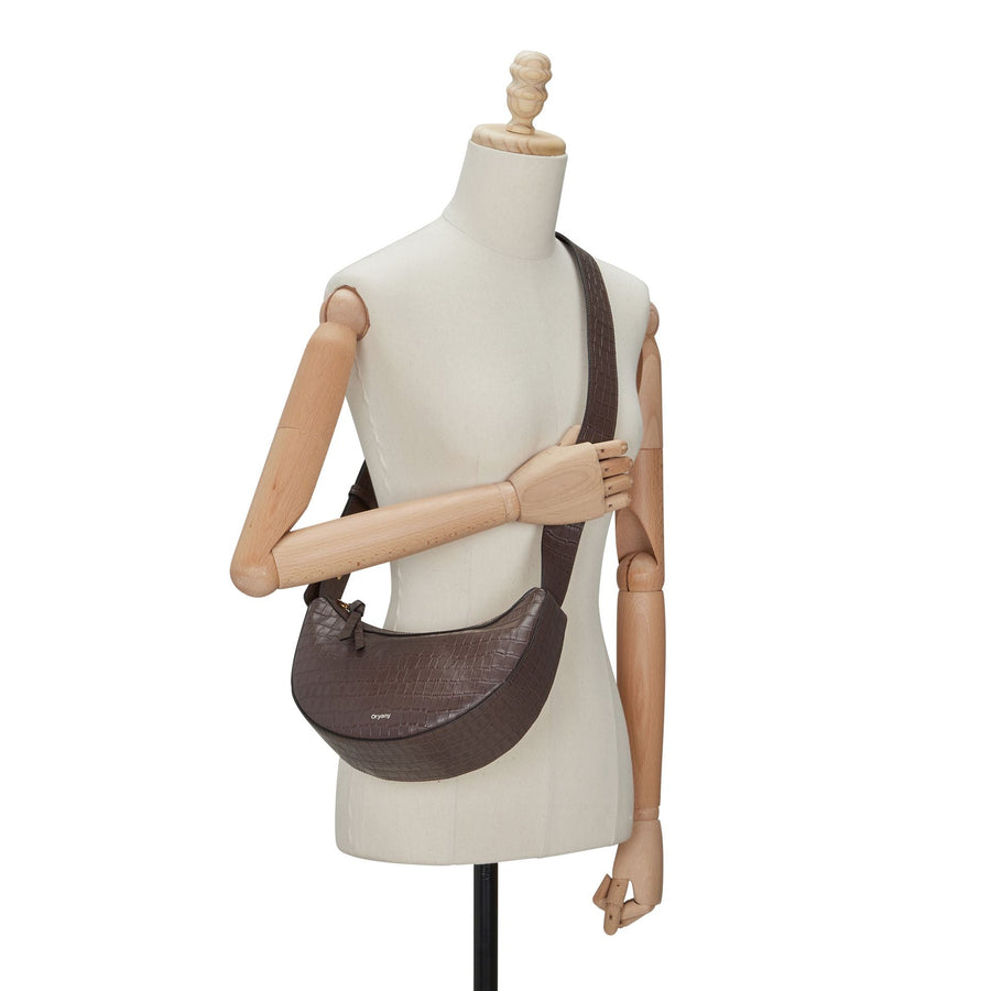 Oryany Rookie Croco Crossbody Medium Handbags Deep Brown 