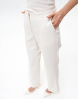 Elastic Waist Basic Pants Ecru