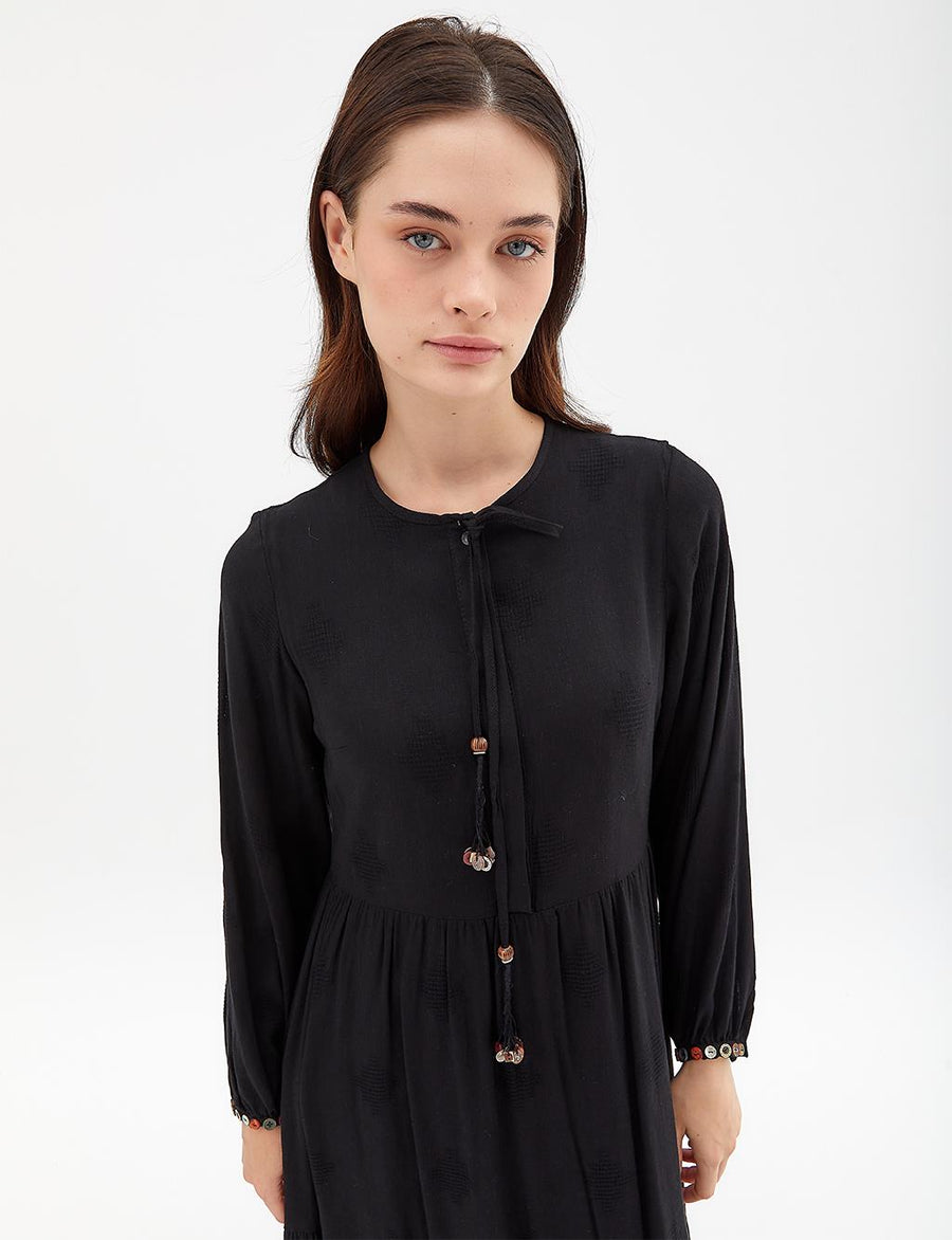 Tassel Detailed Crewneck Dress Black Ka A Fınal Item - Porterist 4