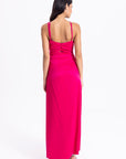 Dark Fuchsia Cross Strap Satin Dress