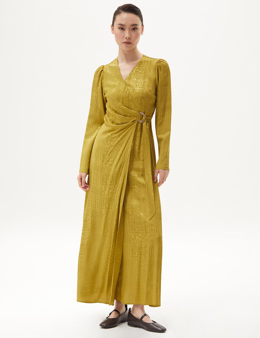 Metal Buckle Detailed Stylish Khaki Dress Fınal Item - Porterist 1