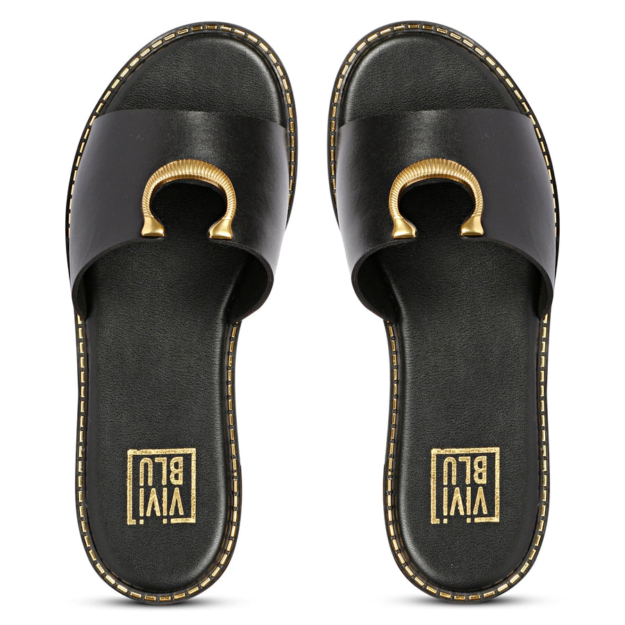 Vivi Blu Amber Flats Footwear Black 