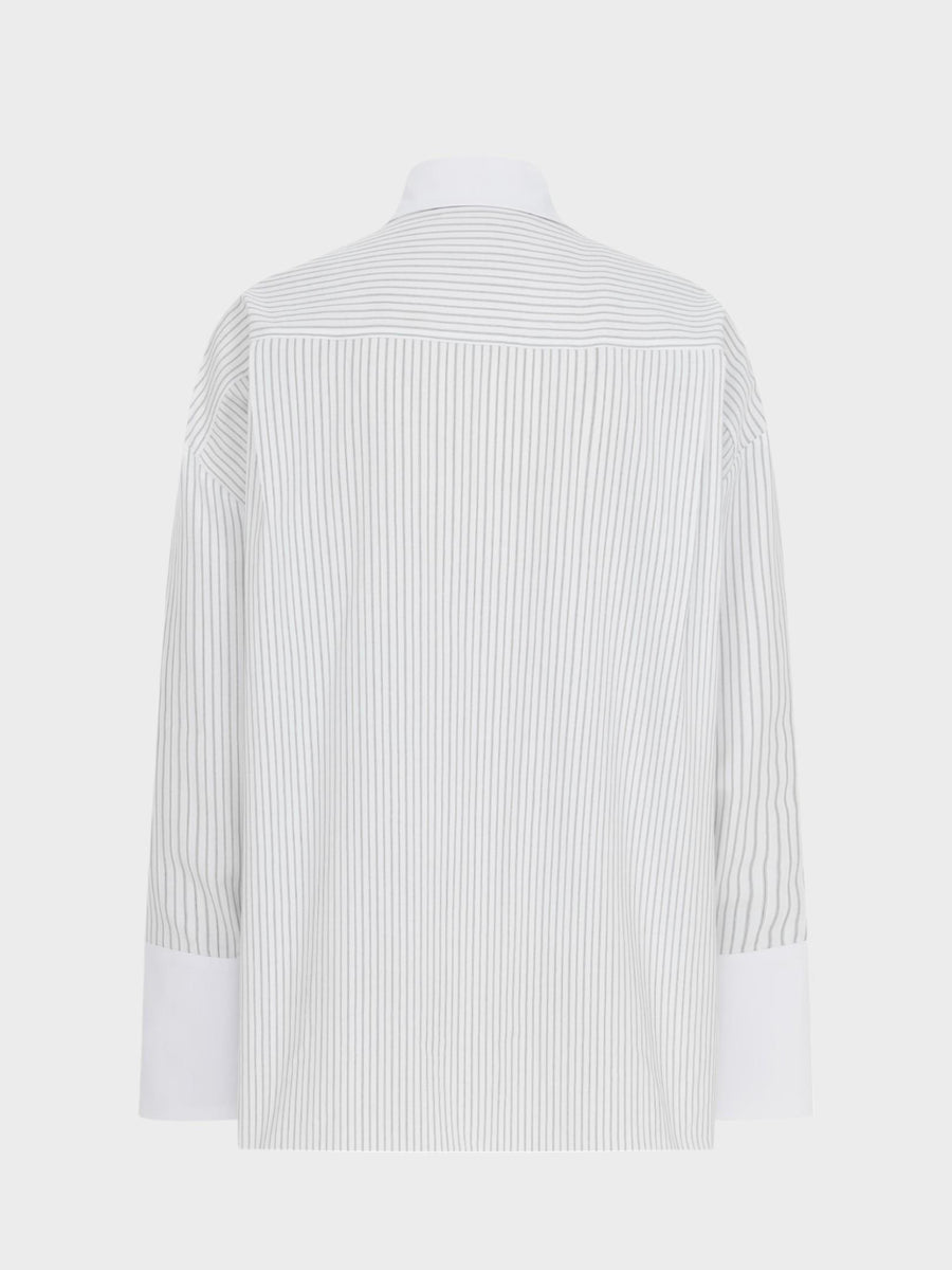 Pocket Square Detail Oversize Shirt - Striped