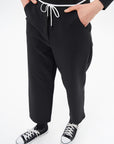 Elastic Waist Lace-up Trousers Black