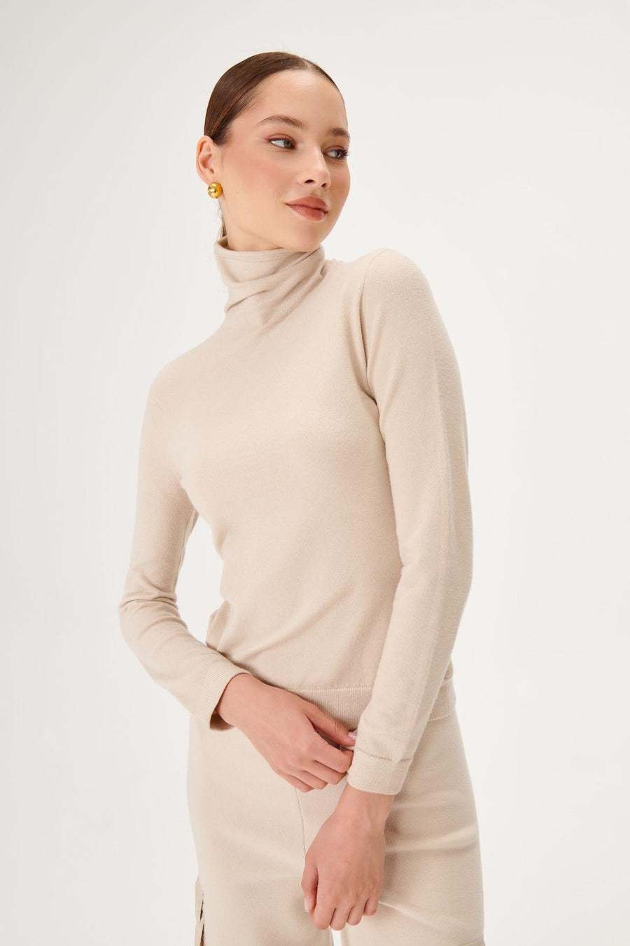 Flower Brooch Detail Turtleneck Knitted Sweater Fınal Item - Porterist 1