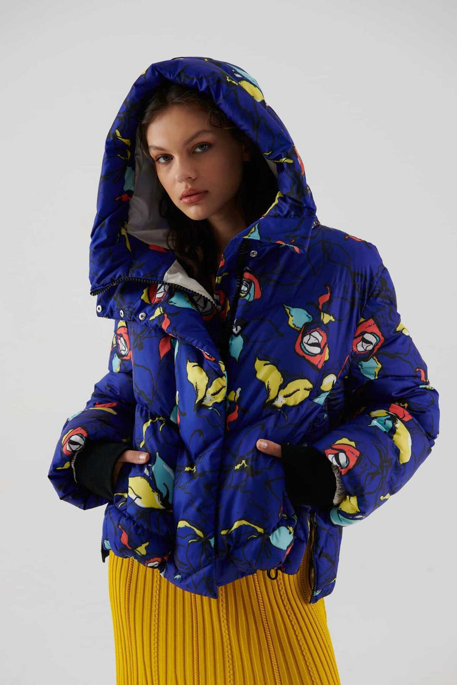 Flower Patterned Inflatable Coat Standard Color  - Porterist 1