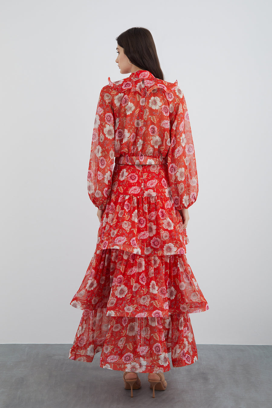 Floral Chiffon Red Blouse Fınal Item - Porterist 3