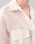 Double Pocket Long Sleeve Organza Shirt Vanilla