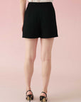 Double Pleated Crepe Shorts Black- Porterist  2