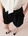 Double Pleated Crepe Shorts Black- Porterist  3