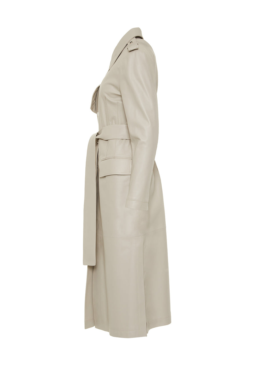 Beige Leather Trench With Snap Detail And Portable Belt Fınal Item - Porterist 2