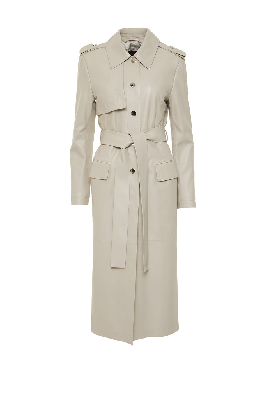 Beige Leather Trench With Snap Detail And Portable Belt Fınal Item - Porterist 1