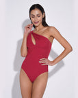Cocoa Cutout Red Swimsuit With Gold Pin | Porterist