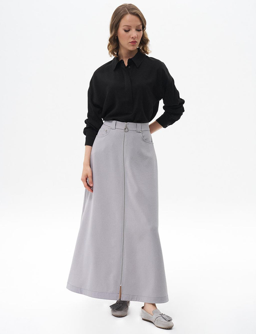 Bell Skirt Gray with Metal Accessories