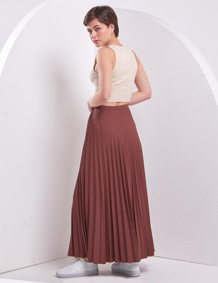 Basic Pleated Skirt Brown Ka Sz Fınal Item - Porterist 6
