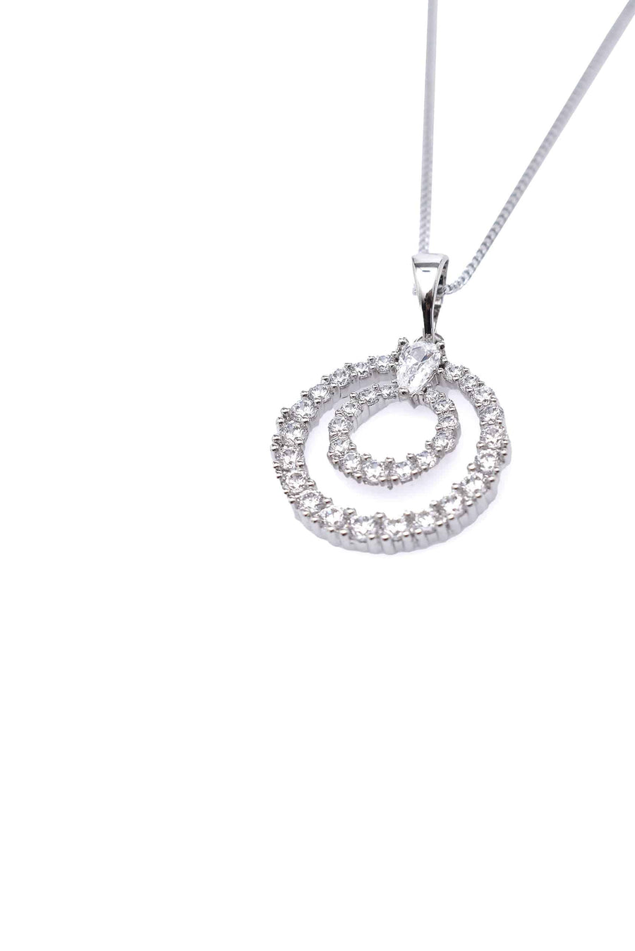 Diamond Silver Almond Necklace