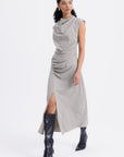 Beige Cowl Neck Midi Dress  - Porterist 1