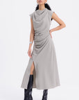 Beige Cowl Neck Midi Dress  - Porterist 2