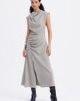 Beige Cowl Neck Midi Dress  - Porterist 3