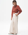 Wide Leg Trousers Cream with Iron Trace