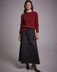 Crewneck Ribbed Knitwear Blouse Claret Red