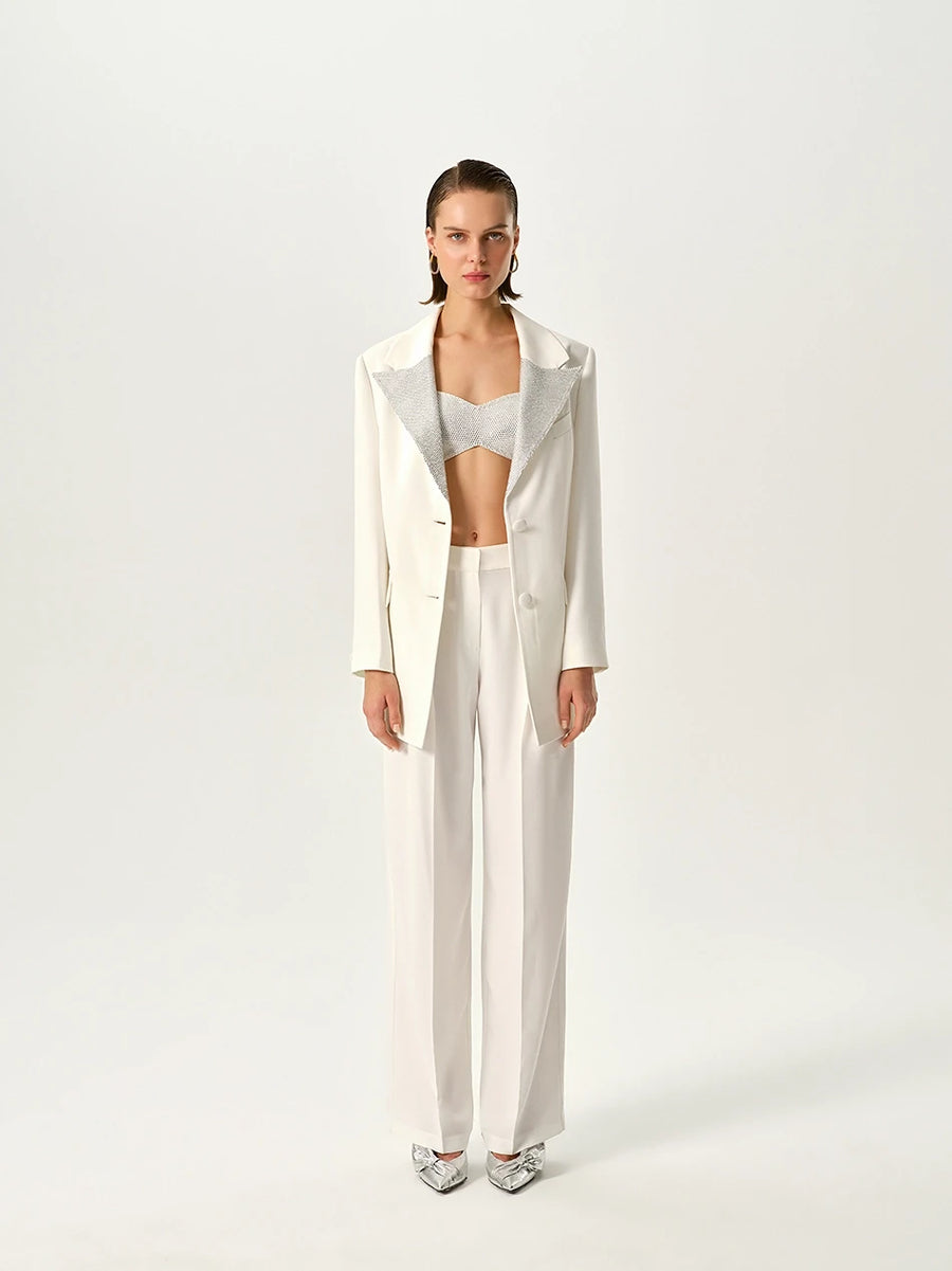 Diana Crystal Embellished White Jacket