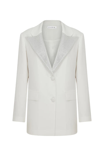 Diana Crystal Embellished White Jacket