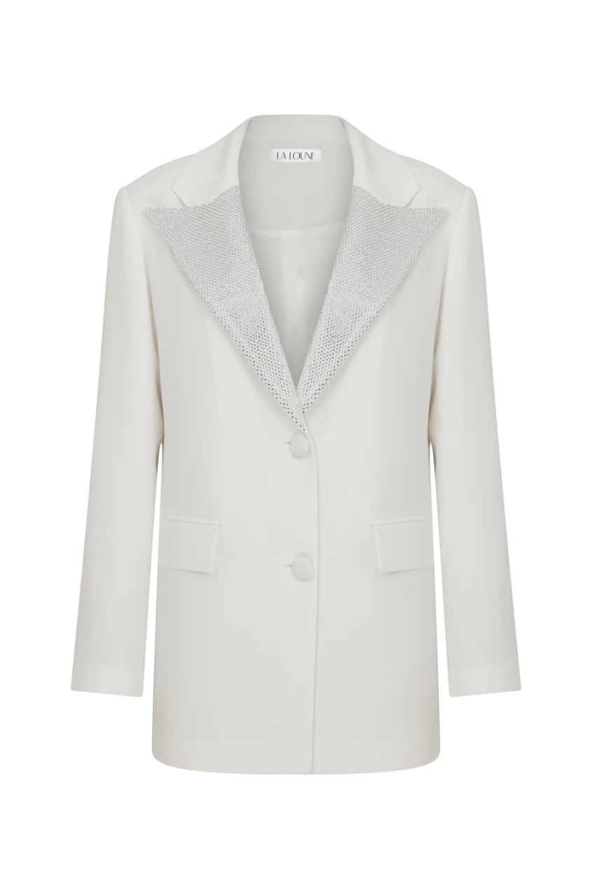 Diana Crystal Embellished White Jacket