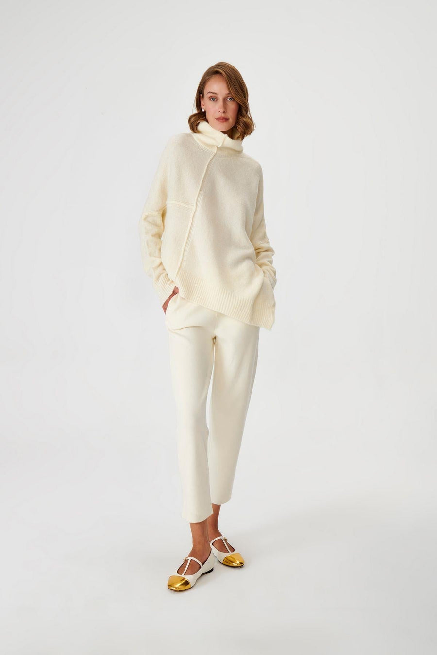 Upright Collar Asymmetrical Knitwear Sweater Fınal Item - Porterist 2