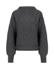 Solid Collar Balloon Sleeve Knitted Sweater - Anthracite