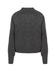 Solid Collar Balloon Sleeve Knitted Sweater - Anthracite