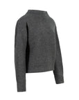 Solid Collar Balloon Sleeve Knitted Sweater - Anthracite