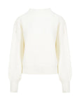 Solid Collar Balloon Sleeve Knitwear Sweater - Ecru