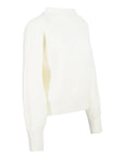 Solid Collar Balloon Sleeve Knitwear Sweater - Ecru