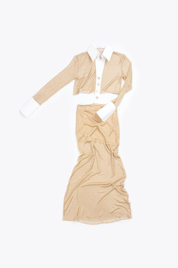 Golden Goddess Dress -Semi Sheer Long Knit Dress